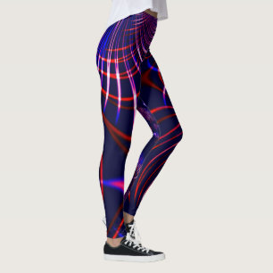 Leggings Courbes pointillées du bleu au rouge et blanc. Ros