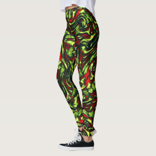 Leggings Courbes rouge vif et jaune vert rustique