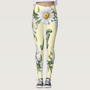 Leggings Couronne de marguerites aquarelle personnalisée av