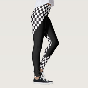 Leggings Courses d'automobiles/motif d'échecs + votre