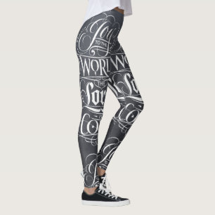 Leggings Craie religieuse de Noël de calligraphie de