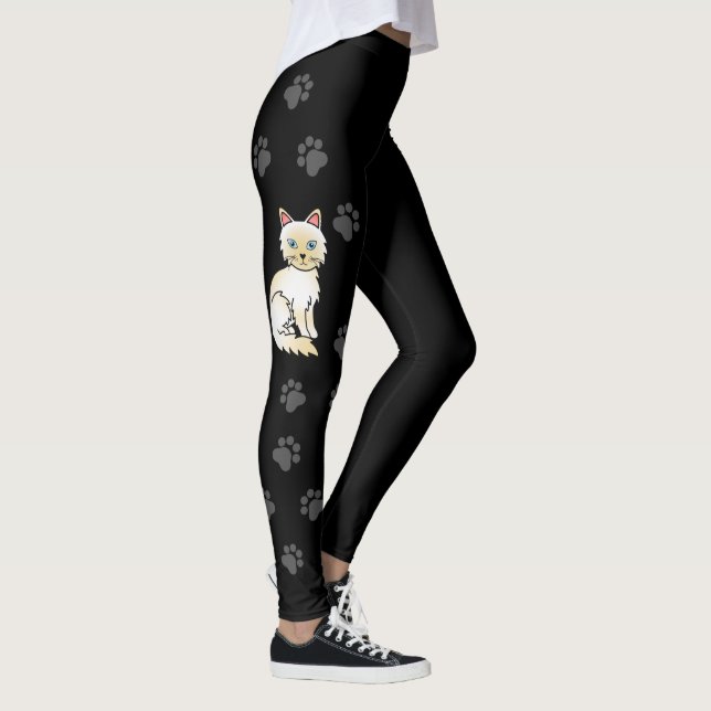 Leggings Cram Point Birman / Ragdoll Cute Cat & Pâtes Noir (Droite)