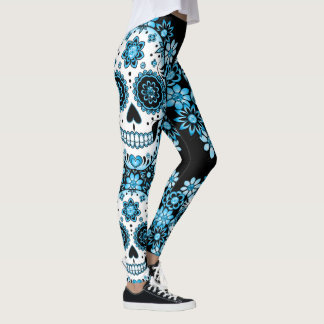 Leggings Crâne à sucre bleu