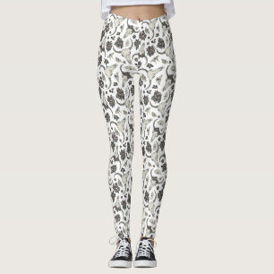 Leggings Crâne animal gothique avec fleurs Motif