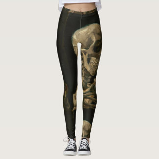 Leggings Crâne avec la cigarette brûlante par Van Gogh