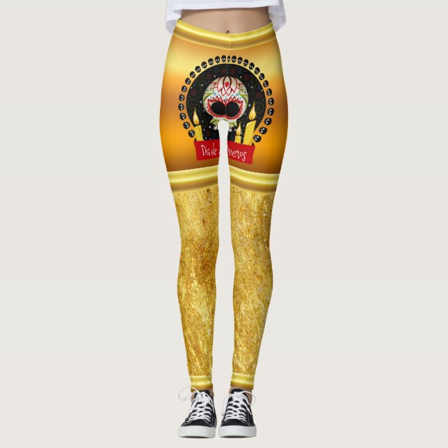 Leggings Crâne de sucre bouillonnant intimidant et effrayan (Devant)