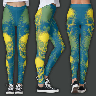 Leggings Crâne Édge Jaune et Cyan Foncé