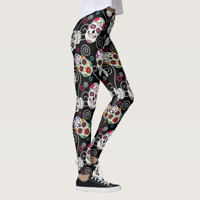 Leggings Crânes à sucre et torsades Noir ID725 (Droite)
