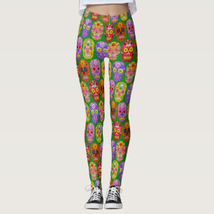 Leggings Crânes de fleurs Motif sans soudure 2018