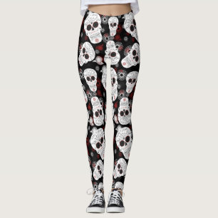 Leggings Crânes De Sucre Et Légendes De Fleurs
