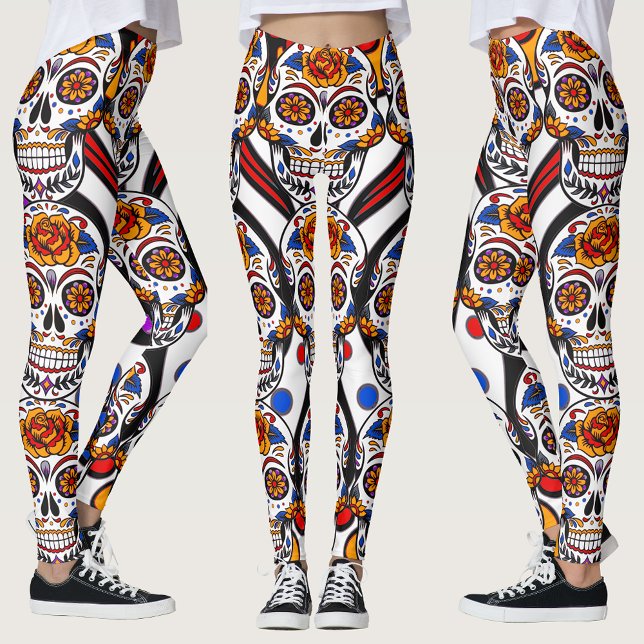 Leggings Crânes de sucre Motif de vacances (Sugar Skulls Holidays Pattern Leggings)