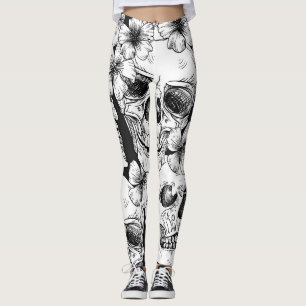 Leggings Crânes et fleurs