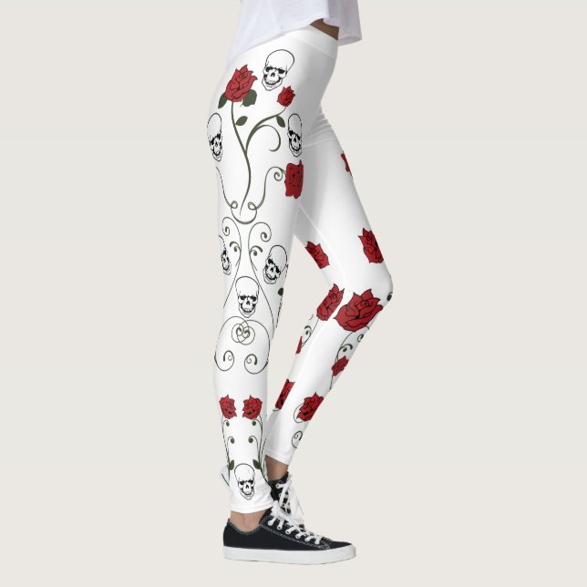 Leggings Crânes et pattes Roses - Crâne Art mode (Droite)