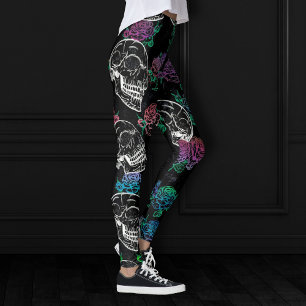 Leggings Crânes et Roses sombres   Funky Glam Ombre Grunge