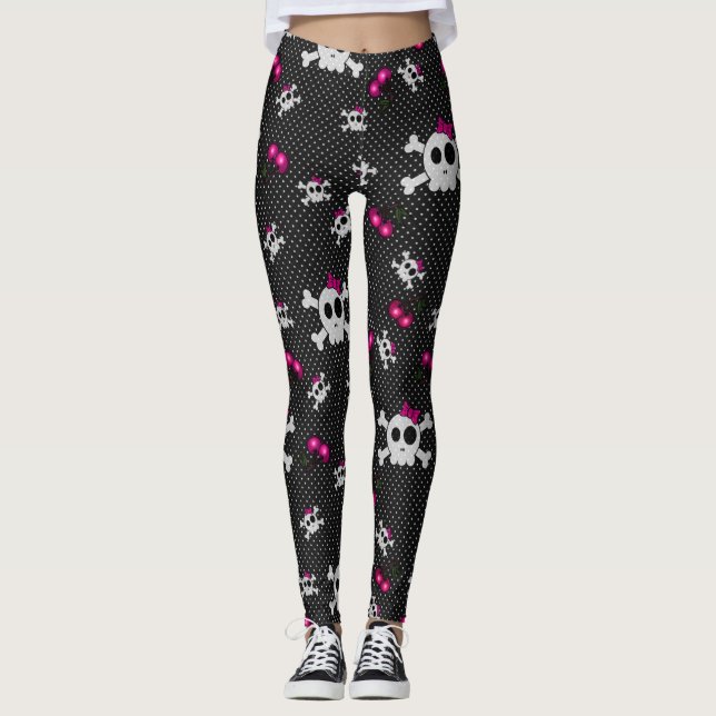 Leggings Crânes gothiques filles (Devant)