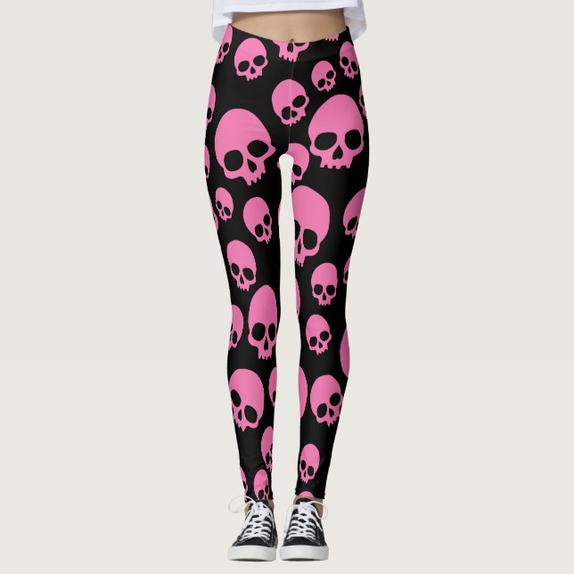 Leggings Crânes rouges aléatoires Motifs (Devant)