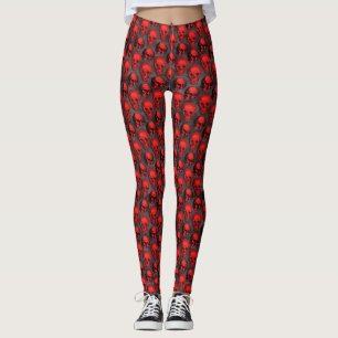 Leggings Crânes rouges et série Tournesol Conception 1