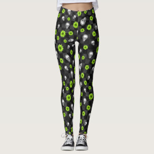 Leggings Crânes verts et séries de tournesols 10