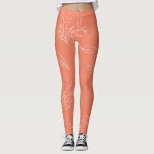Leggings Crayon naturel rouge clair frais Croquis floral