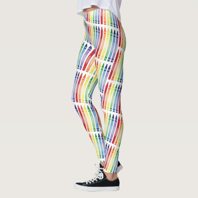 Leggings Crayons arc-en-ciel colorés Motif (Gauche)