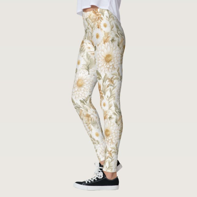 Leggings Cream Gold White Country Flowers (Gauche)