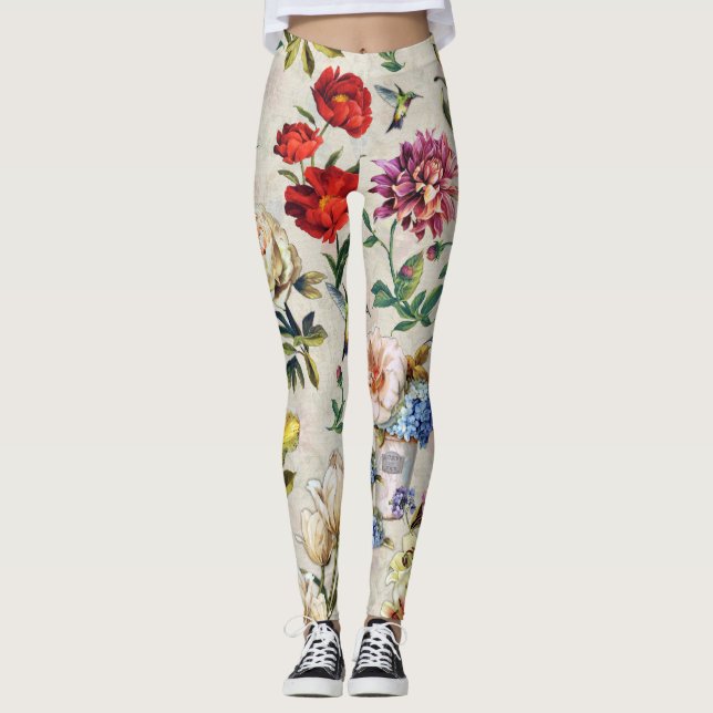 Leggings Création de l'aquarelle florale de l'époque victor (Devant)