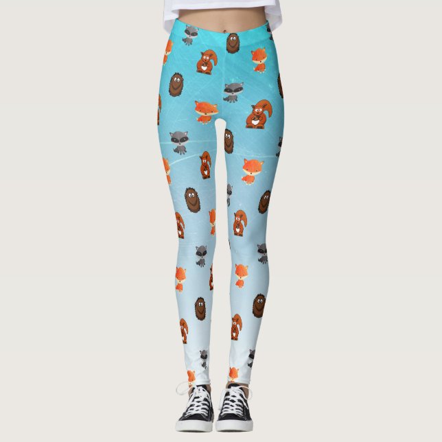 Leggings Créatures de bois mignonnes Légendes de femmes thé (Devant)