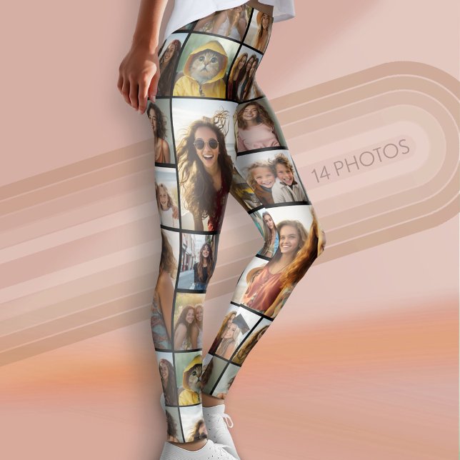 Leggings Créer un collage photo personnalisé avec 14 photos (Custom Photo Leggings - 14 Photo Collage)