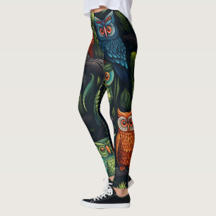 Leggings Créez Vos Propres Hiboux Multicolores Noirs