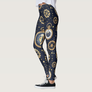 Leggings Créez vos propres montres Golden Gears Bleu