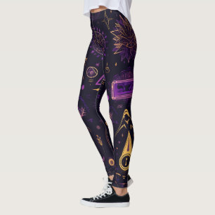 Leggings Créez Vos Propres Symboles Païens Violets et Dorés