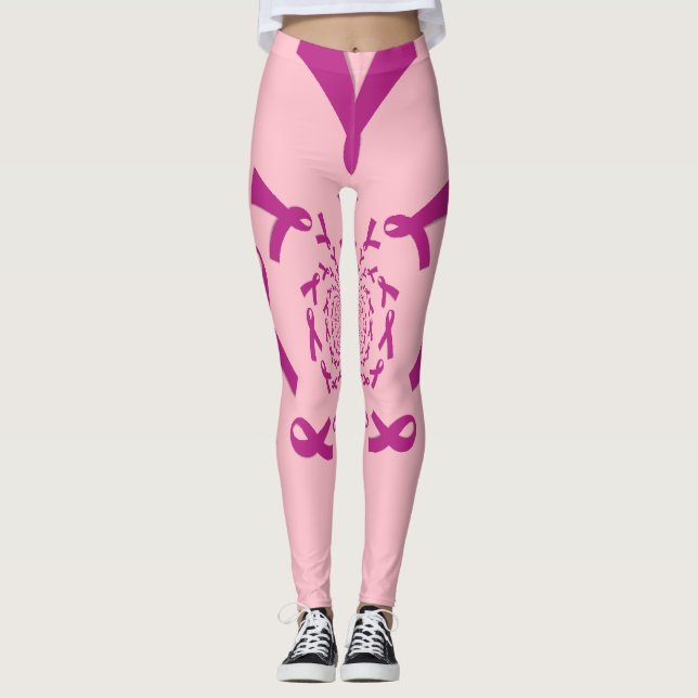 Leggings Créez votre propre beauté rose ruban soins cancer (Devant)