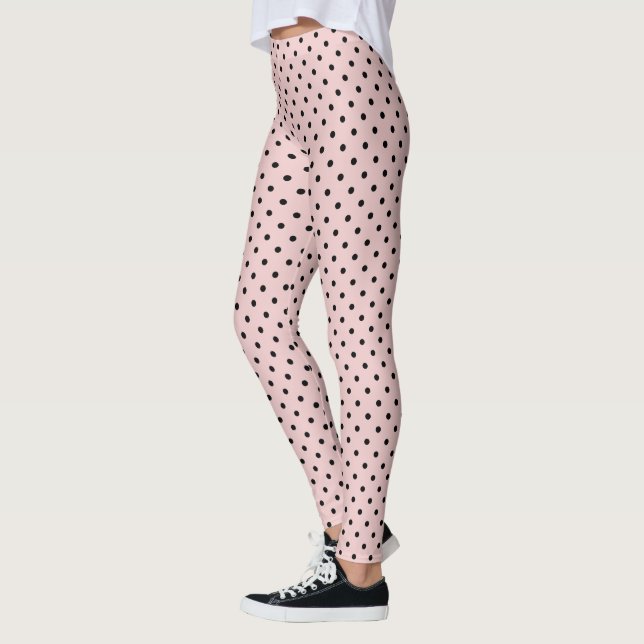 Leggings Créez votre propre Polka Noir Point Rose clair (Gauche)