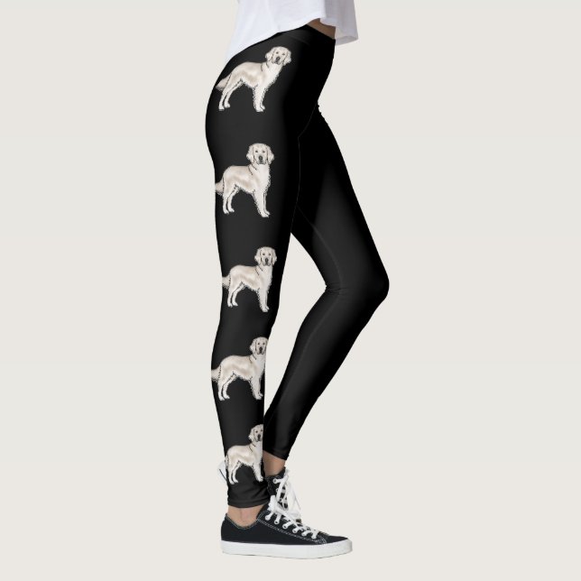Leggings Crème anglaise Golden Retriever mignon Chiens Noir (Droite)