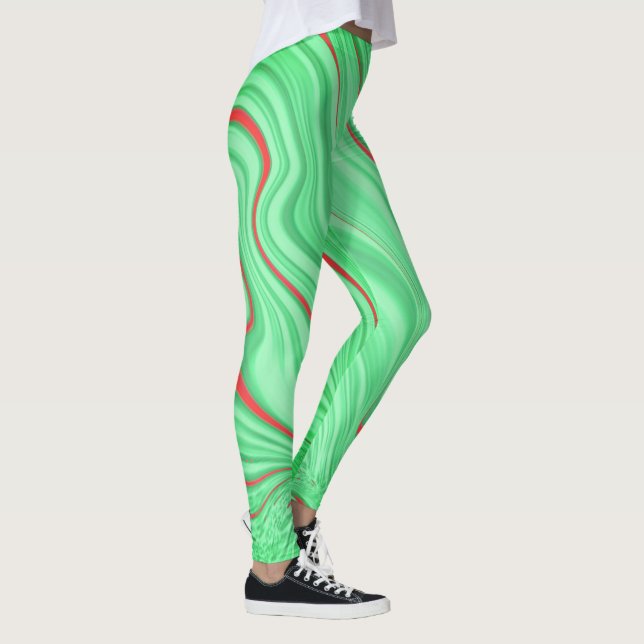 Leggings Crème Avocado avec trait courbé rouge ou corail (Droite)