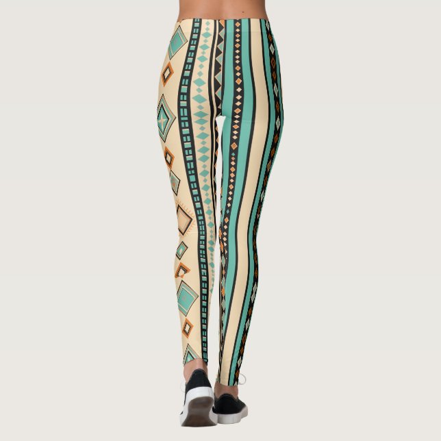 Leggings Crème Bleue Grille Diamante Moderne (Dos)