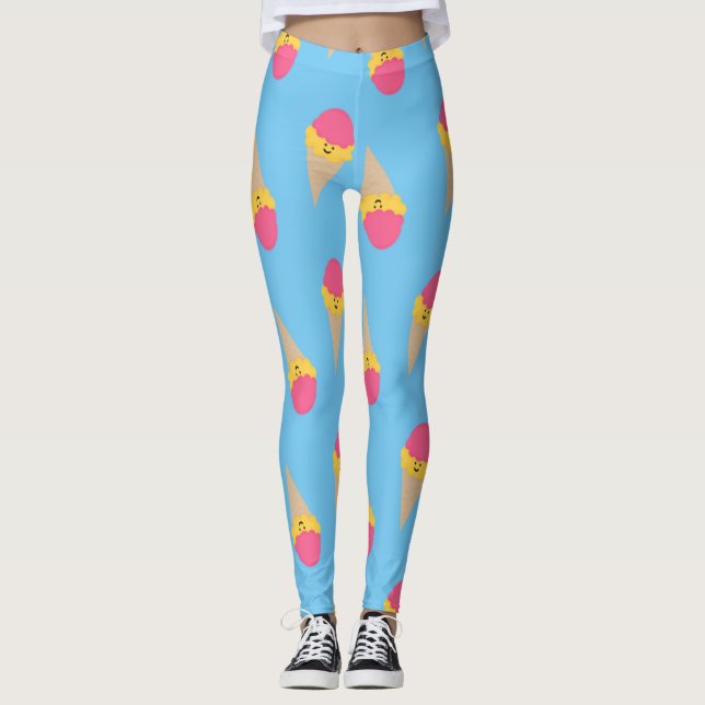 Leggings Crème glacée d'anniversaire (Devant)