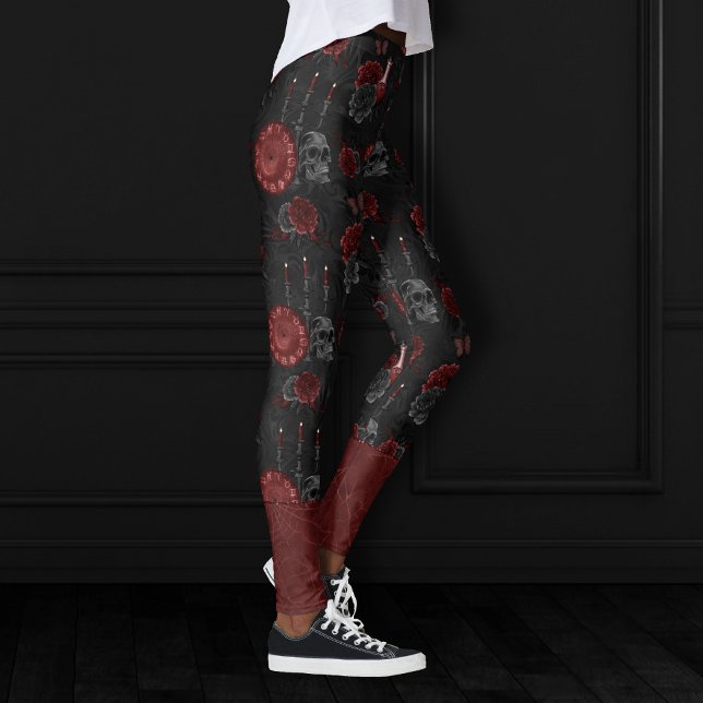 Leggings Crimson magique Zodiac | Rose de crâne gothique ro (Créateur téléchargé)