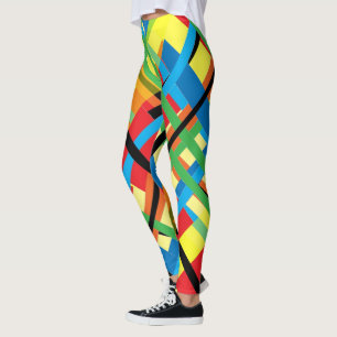 Leggings Crisscross Stripes Motifs Abstraits