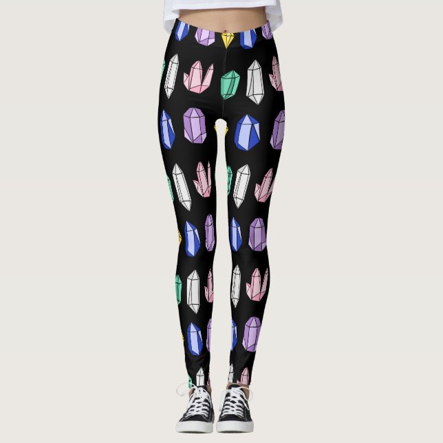 Leggings Cristaux colorés Motif noir (Devant)