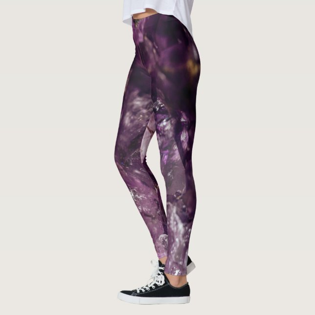 Leggings Cristaux d'Améthyste Jambes d'énergie Yoga (Gauche)