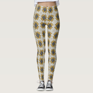 Leggings Crochet granny carré jaune et gris