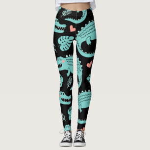 Leggings Crocodiles de caricatures, motif mignon sans soudu