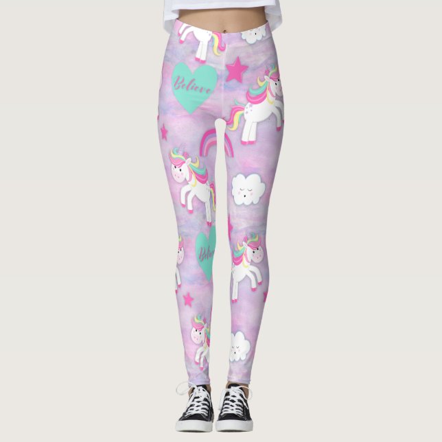 Leggings Croire en Unicorns Pink (Devant)