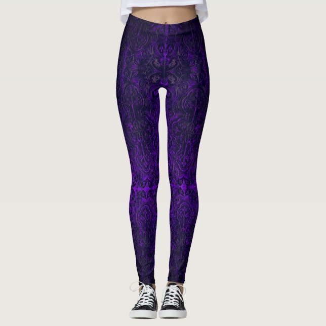 Leggings Croix romantique Patinée gothique foncée violette (Devant)