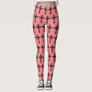 Leggings Croix sculptée décorative de luxe