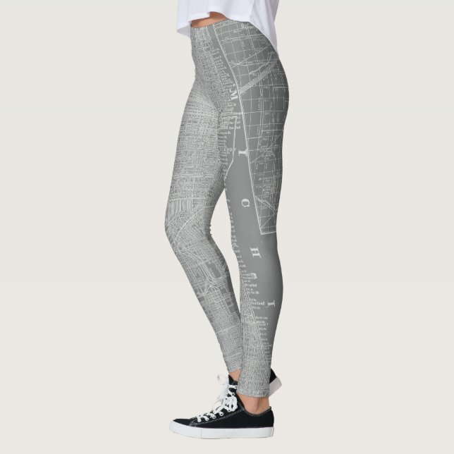 Leggings Croquis de Chicago City Map (Gauche)
