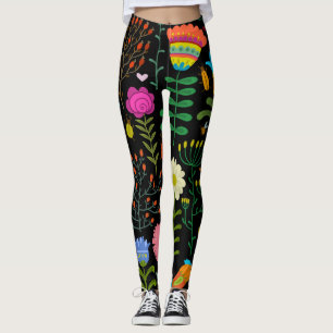 Leggings Croquis floral, motif artistique sans couture.