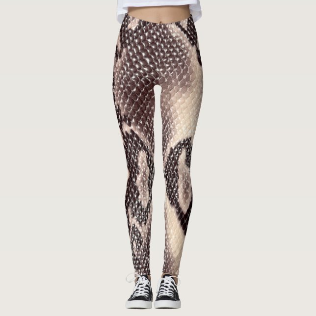 Leggings Cuir serpent : texture brune transparente (Devant)