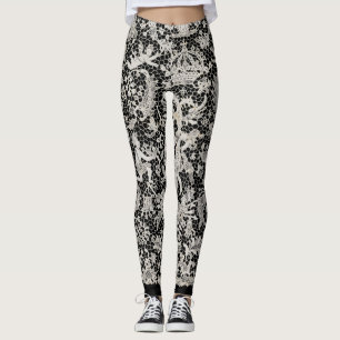 LEGGINGS CUISSARDES MOTIF DANTIQUE EN DENTELLE NOIR